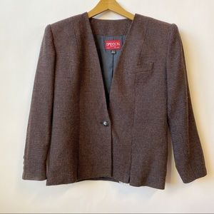 Sasson Petite Wool-Blend Brown Blazer Jacket 8/9 - image 1